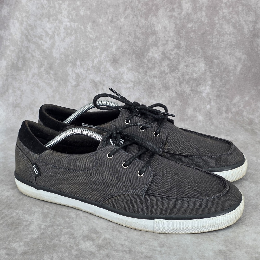 Reef Deckhand 3 Men's 11.5 Charcoal Comfort Boat Shoes Sneakers Canvas Non Slip